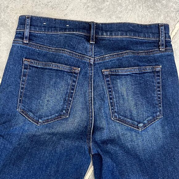 LOFT Outlet Women’s High Rise Straight Dark Wash Raw Hem Cropped 0 - Picture 7 of 10